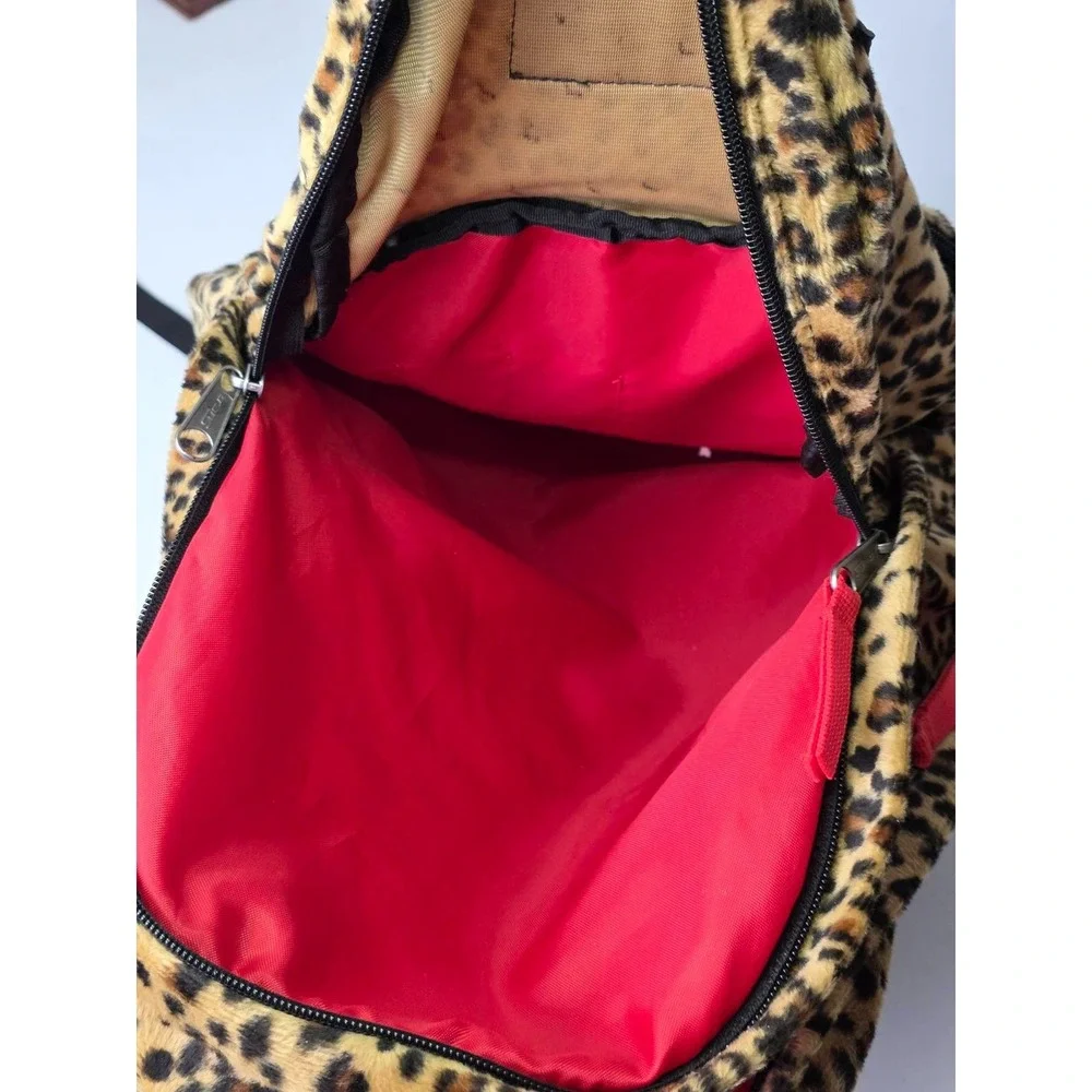 Vintage Jansport Trans Backpack Leopard Print‎ Fuzzy Bag Y2K T4750415 Rare